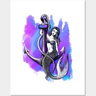 Anchor Mermaid Posters and Art